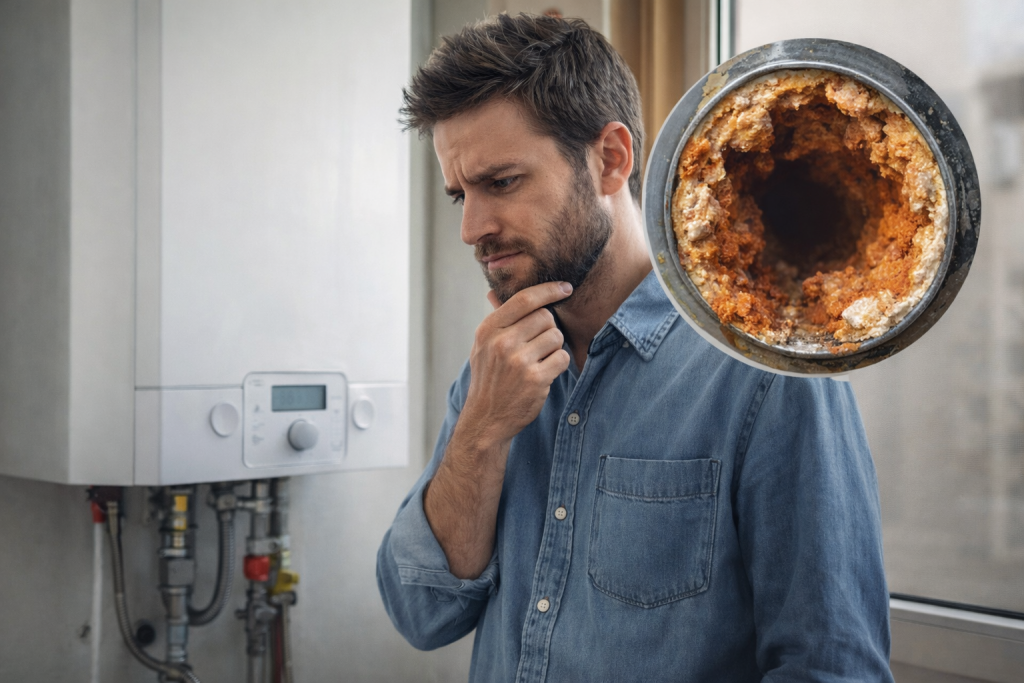 cal en las tuberías calderas en buen estado