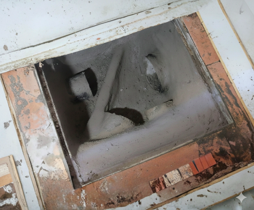 Presencia de residuos visibles al abrir la tapa