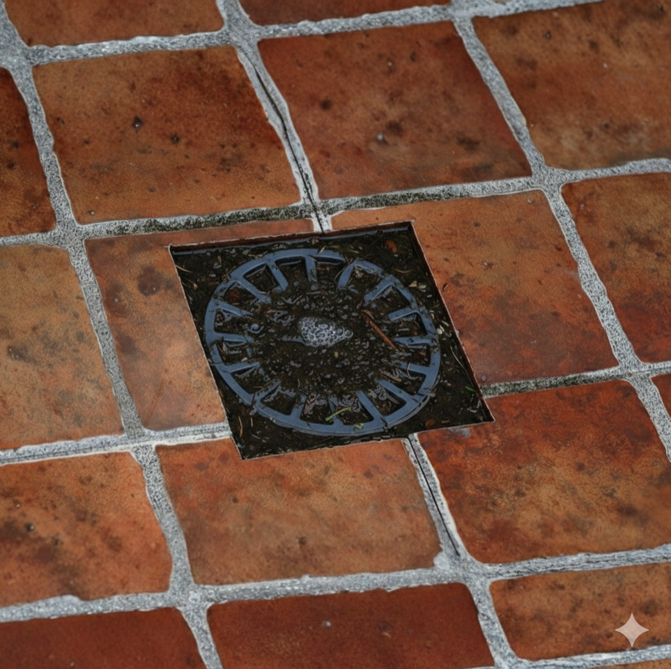 Acumulación de agua tras lluvias moderadas